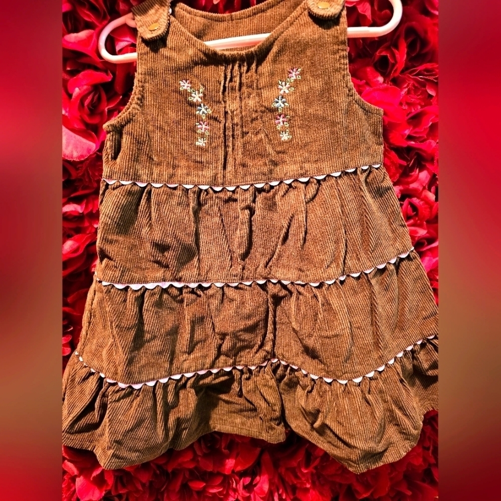 Toddler Girls 24 month Brown corduroy romper dress with snap straps